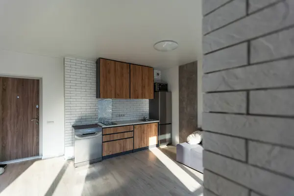 Small kitchen a modern interior design concept.