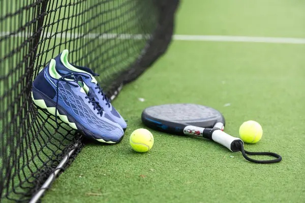Pádlovací Tenis Umělá Tráva Zblízka Obraz Kvalitní Fotografie — Stock fotografie
