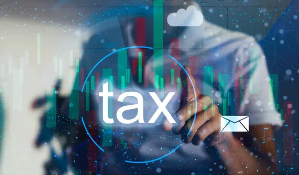 Virtueel Scherm Met Verhoogde Belastingaangifte Online Voor Belastingbetaling Door Bedrijven — Stockfoto