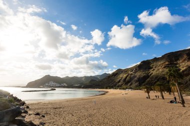 view on Teresitas beach near Santa Cruz de Tenerife on Canary islands, Spain clipart