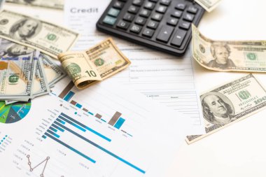 Grafik kağıdına Amerikan Doları banknotları. Mali kalkınma, Bankacılık Hesabı, İstatistikler, Yatırım Analitik Araştırma Veri Ekonomisi