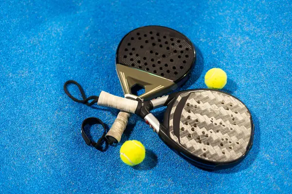 Padel Tennis Racket Sport Court Balls High Quality Photo — Stock Photo, Image