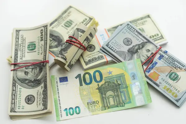 banknotes, American dollar, European currency, euro, various money. High quality photo