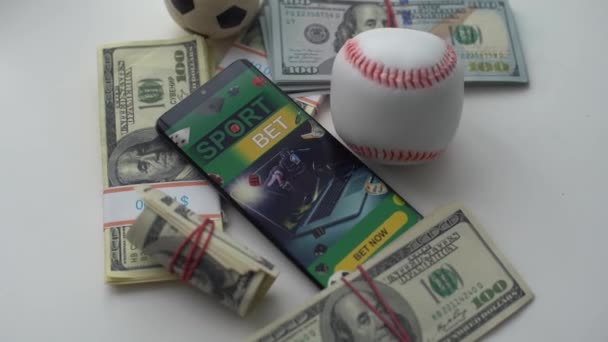 Smartphone Com Aplicação Móvel Jogos Azar Bola Futebol Com Dinheiro — Vídeo de Stock