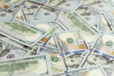 Dolar banknotlarının dokusu. Yüz dolar. Yakın plan. Yüksek kalite fotoğraf