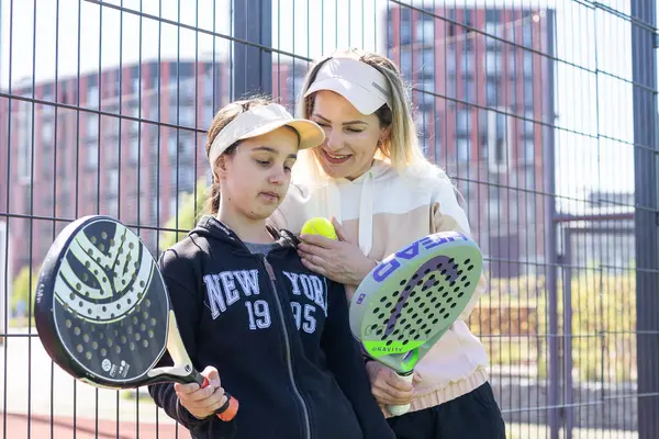 Ukrajna Kijev 2024 Április Portré Mosolygó Lapát Teniszező Közben Pár Stock Kép