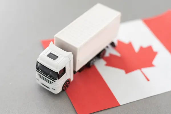 Szimbóluma National Delivery Truck Zászlóval Kanada Nemzeti Kamionos Ikon Kanadai Jogdíjmentes Stock Képek