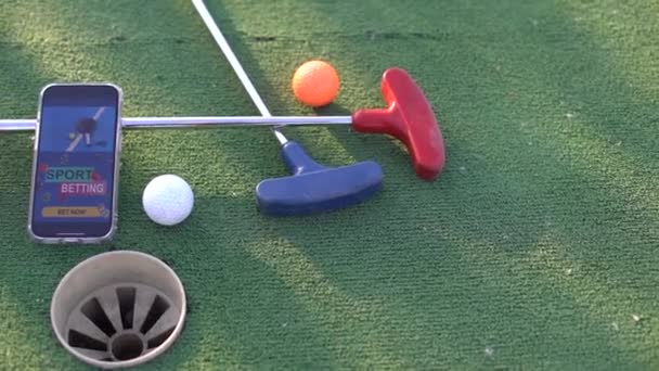 Mini Golf Sportfogadás Okostelefonra Kiváló Minőségű Fénykép — Stock videók