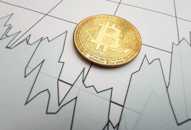 Bitcoin madeni para stok grafiğinin arka planındadır. Yüksek kalite fotoğraf