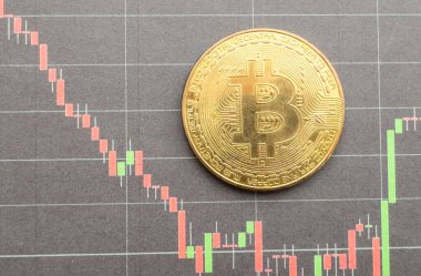 Bitcoin madeni para ve program rotayı değiştirir. Ekonomik göstergeler kripto para birimi. Yüksek kalite fotoğraf