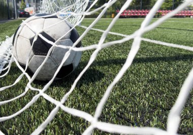 Futbol maçında kalenin arkasında gol. Yüksek kalite fotoğraf