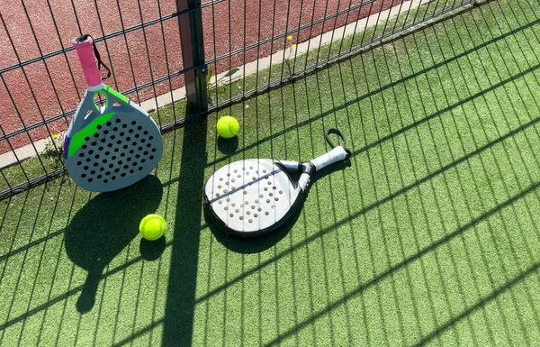 stock image Paddle tennis racket and ball. High quality photo