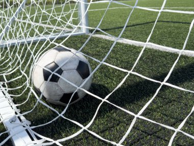 Futbol maçında kalenin arkasında gol. Yüksek kalite fotoğraf