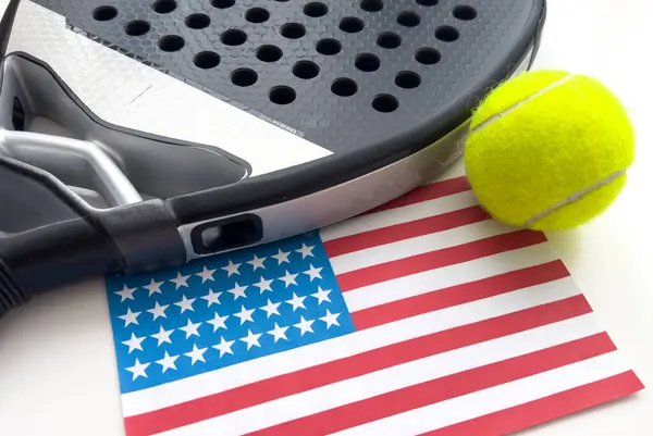 stock image American flag with padel rackets. High quality photo