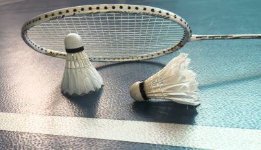 Bir badminton takımı. Kürek çek ve pipisi çek. Yüksek kalite fotoğraf