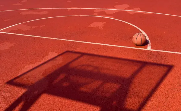 stock image Basketball ball on the urban court background. High quality photo