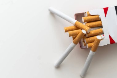 stairway of cigarettes isolated on a white background. High quality photo clipart