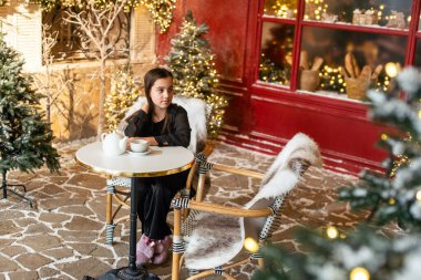 Noel atmosferinde genç bir kız. Yüksek kalite fotoğraf