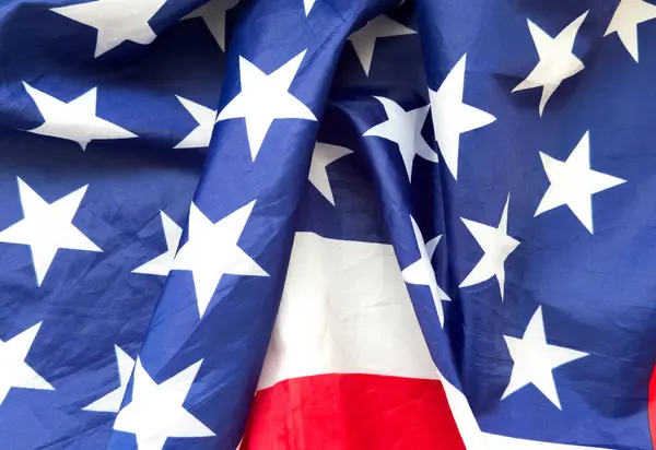 stock image close up of white stars on blue background from the American stars and Stripes flag. High quality photo