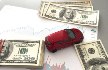 Araba modeli ve maddi durumu. Finans ve araba kredisi kavramı. Yüksek kalite fotoğraf