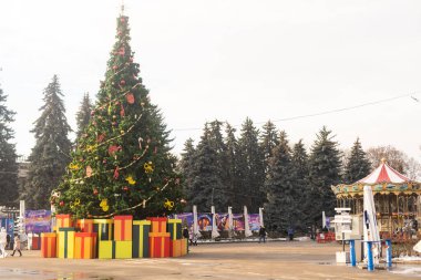 Kiev, Ukraine - December 23, 2022: Christmas market on the vdng.