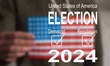 Birleşik Devletler 'de 2024 Başkanlık Seçimi. Oylama günü, 5 Kasım. ABD Seçim Kampanyası - Seçimini yap. Birleşik Devletler bayrağı. Amerikan Seçimleri. Vatansever Amerikan unsuru. Yüksek kalite fotoğraf