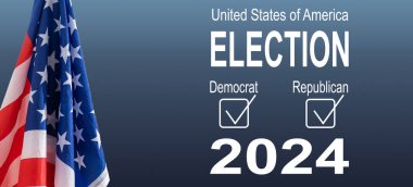 Birleşik Devletler 'de 2024 Başkanlık Seçimi. Oylama günü, 5 Kasım. Amerikan seçim kampanyası. Seçimini yap. Vatansever Amerikan illüstrasyonu. Poster, kart, afiş ve geçmiş. Yüksek kalite fotoğraf