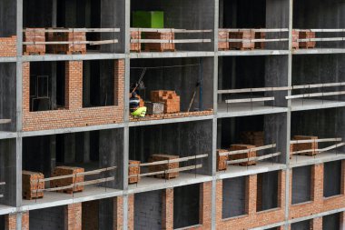 Apartman inşaatı, yoğun kentsel gelişim. Konut inşaatı süreci. Yüksek kalite fotoğraf