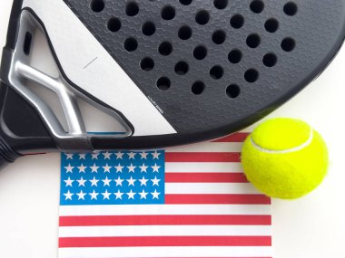 Padel raketli Amerikan bayrağı. Yüksek kalite fotoğraf