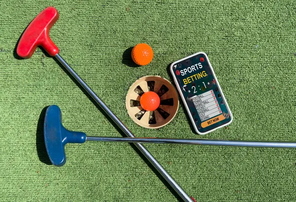 Akıllı telefondan mini golf bahisleri. Yüksek kalite fotoğraf