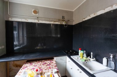  Sovyet dairesi, SSCB. Her zamanki Sovyet dairesinde bir oda. - Evet. Yüksek kalite fotoğraf