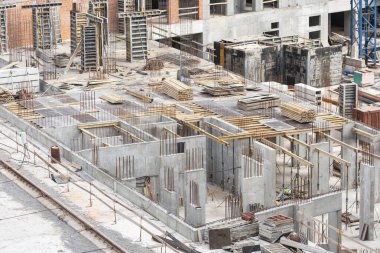 Apartman inşaatı, yoğun kentsel gelişim. Konut inşaatı süreci. Yüksek kalite fotoğraf