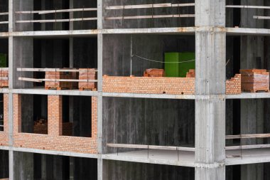 Apartman inşaatı, yoğun kentsel gelişim. Konut inşaatı süreci. Yüksek kalite fotoğraf