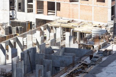 Apartman inşaatı, yoğun kentsel gelişim. Konut inşaatı süreci. Yüksek kalite fotoğraf