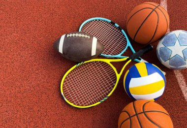 Birçok Spor Malzemeleri Eşyaları ve Aksesuarları. Yüksek kalite fotoğraf