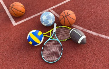 Birçok Spor Malzemeleri Eşyaları ve Aksesuarları. Yüksek kalite fotoğraf