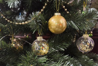 Noel ağacı arkaplanının yakın görüntüsü. Yüksek kalite fotoğraf