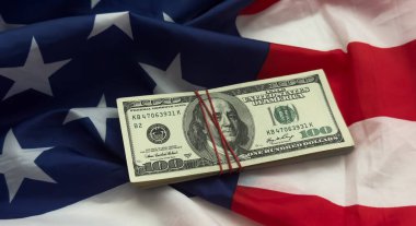 Amerikan doları banknotları bayrak geçmişi, finans. Yüksek kalite fotoğraf