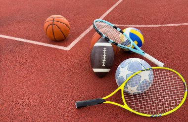 Birçok Spor Malzemeleri Eşyaları ve Aksesuarları. Yüksek kalite fotoğraf