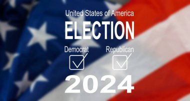 Gün batımının arka planında ABD Bayrağıyla Sesiniz Yazılı Seçim Günü. Ben oy verdim. Amerika 'da oy kullanma. Yüksek kalite fotoğraf