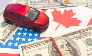 Araba seçimini sen yap. Amerikan bayrağının otomobili. Yüksek kalite fotoğraf