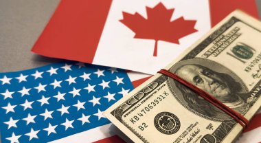 Amerika ve Kanada bayrak doları. Yüksek kalite fotoğraf