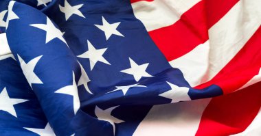 Amerikan bayrağı resmi olan çuval bezi dokusu. - Evet. Yüksek kalite fotoğraf