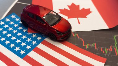 Araba seçimini sen yap. Amerikan bayrağının otomobili. Yüksek kalite fotoğraf