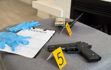 Olay yeri inceleme, olay yerinden kanıt toplamak. Yüksek kalite fotoğraf