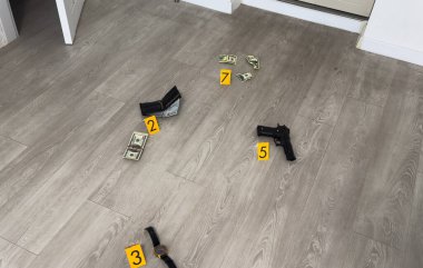 Olay yeri inceleme, olay yerinden kanıt toplamak. Yüksek kalite fotoğraf