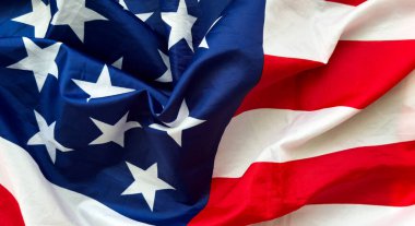 Amerikan bayrağı resmi olan çuval bezi dokusu. - Evet. Yüksek kalite fotoğraf