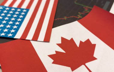 Kanada ve Amerikan bayrağı. Kanada ve ABD bayrağı. Yüksek kalite fotoğraf