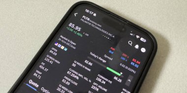 Kyiv, Ukrayna - 20 Mart 2025: Microsoft MSFT borsası. Finansal grafikler, yatırım, dijital bankacılık konsepti fotoğrafı. Elinde borsa uygulaması olan akıllı bir telefon. Yüksek kalite fotoğraf