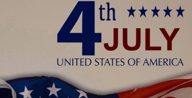 Bağımsızlık Günü kartı - 4 Temmuz Metni. Yüksek kalite fotoğraf